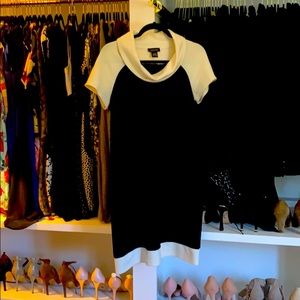 Black/Cream Cowl Beck Dress